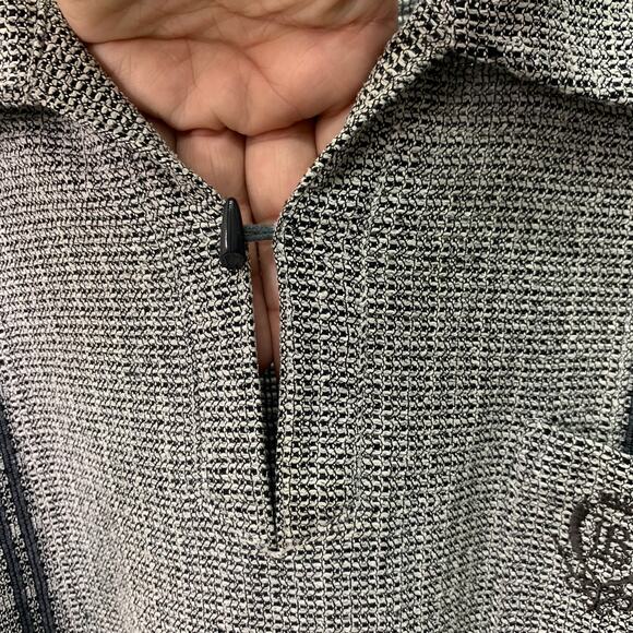 VTG Lindbergh Mens Large Gray Black Woven Pullover Short Sleeve Polo Shirt - Picture 4 of 11